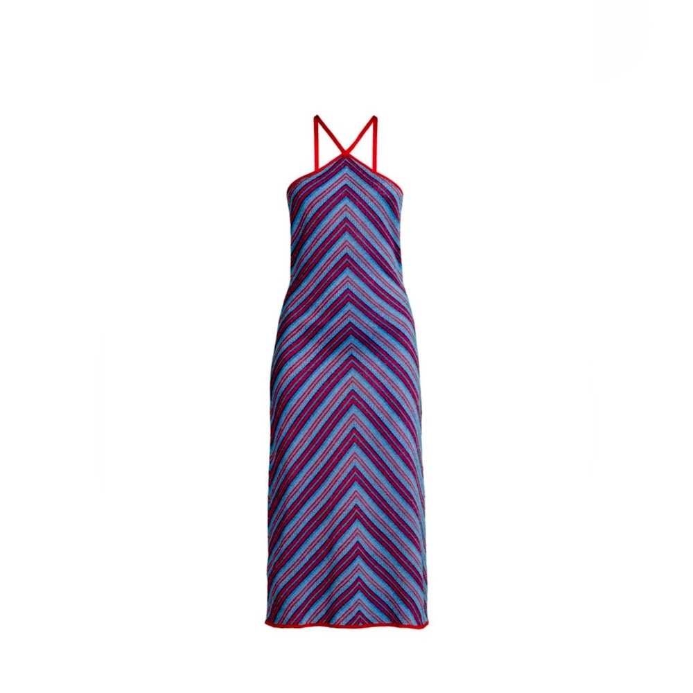 MISA LOS ANGELES Dali Metallic Chevron Midi Dress Size Small